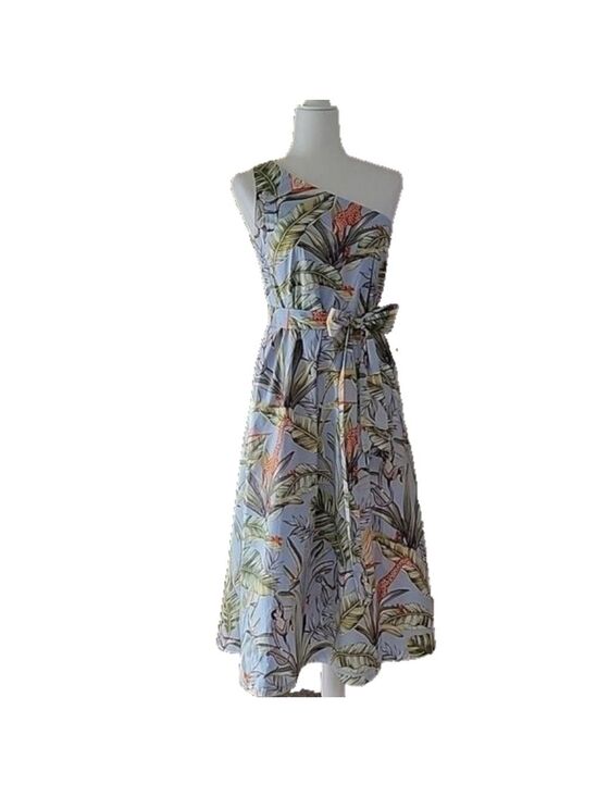 Ann Taylor Dresses & Skirts - Ann Taylor Blue Jungle Floral Monkey Toga Dress Size 4 EUC